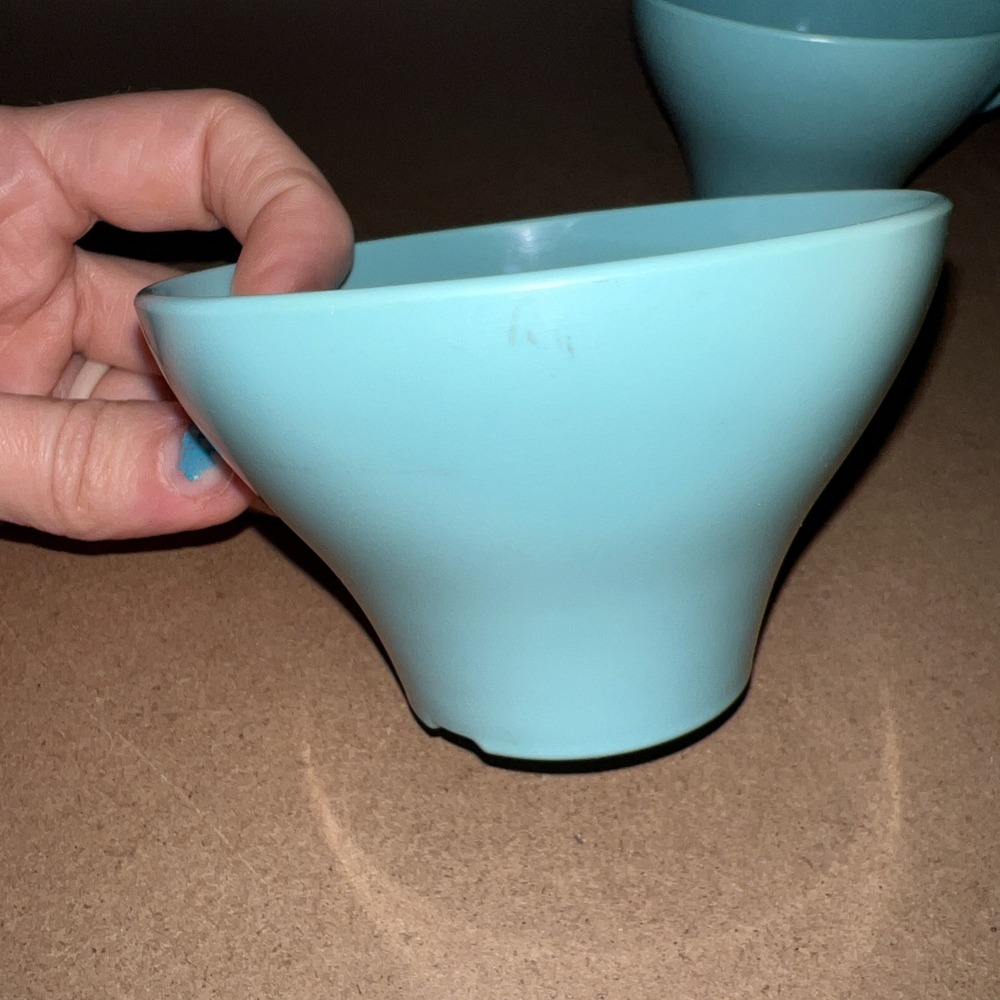 Vintage Melmac Melamine Tea Cups Blue Turquoise Set Of 3 - Picture 8 of 10
